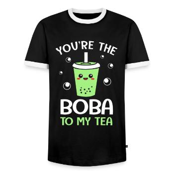 Bubble Tee Boba Tea - Männer Kontrast-T-Shirt - Schwarz/Weiß - Vorne - AI Model Female 172 light (172cm) & AI Model Male 178 light (178cm)
