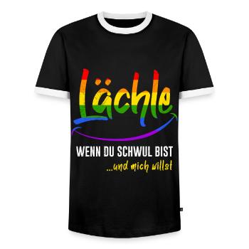 Lächle wenn du Schwul bist Gay Pride LGBT Pride - Männer Kontrast-T-Shirt - Schwarz/Weiß - Vorne - AI Model Female 172 light (172cm) & AI Model Male 178 light (178cm)