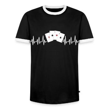 Poker - Männer Kontrast-T-Shirt - Schwarz/Weiß - Vorne - AI Model Female 172 light (172cm) & AI Model Male 178 light (178cm)