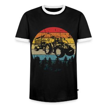 tractor - Men's Ringer Shirt - black/white - Front - AI Model Female 172 light (172cm) & AI Model Male 178 light (178cm)