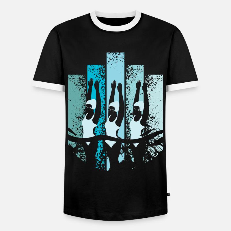 synchronschwimmen Retro - Männer Kontrast-T-Shirt - Schwarz/Weiß
