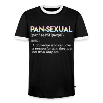 LGBT Pride Pansexuell Bedeutung Definition - Männer Kontrast-T-Shirt - Schwarz/Weiß - Vorne - AI Model Female 172 light (172cm) & AI Model Male 178 light (178cm)