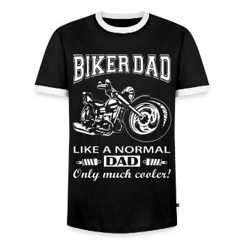 Biker Dad Motorcycle Father's Day Dads Gift - Men's Ringer Shirt - black/white - Front - AI Model Female 172 light (172cm) & AI Model Male 178 light (178cm)
