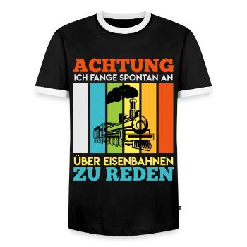 Zugführer Eisenbahner Eisenbahn Geschenk Lokführer - Männer Kontrast-T-Shirt - Schwarz/Weiß - Vorne - AI Model Female 172 light (172cm) & AI Model Male 178 light (178cm)