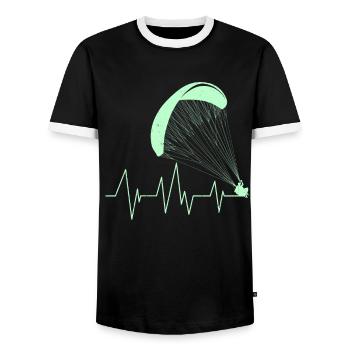 Gleitschirm Herzschlag Paraglider Herz - Männer Kontrast-T-Shirt - Schwarz/Weiß - Vorne - AI Model Female 172 light (172cm) & AI Model Male 178 light (178cm)