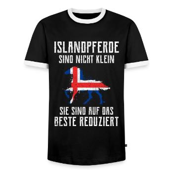 Islandpferd - Männer Kontrast-T-Shirt - Schwarz/Weiß - Vorne - AI Model Female 172 light (172cm) & AI Model Male 178 light (178cm)