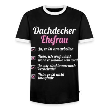 Dachdecker Tshirt Zunft Dachspengler Handwerk Dach - Männer Kontrast-T-Shirt - Schwarz/Weiß - Vorne - AI Model Female 172 light (172cm) & AI Model Male 178 light (178cm)