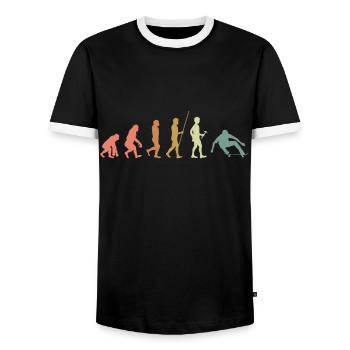 Skater Skateboard Gift Halfpipe Sk8 Ollie - Men's Ringer Shirt - black/white - Front - AI Model Female 172 light (172cm) & AI Model Male 178 light (178cm)