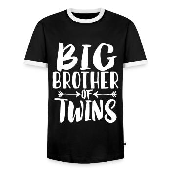 Brother twins pregnancy siblings - Men's Ringer Shirt - black/white - Front - AI Model Female 172 light (172cm) & AI Model Male 178 light (178cm)