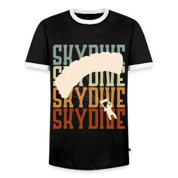 Skydiver Vintage Logo Parachutist Retro - Men's Ringer Shirt - black/white - Front - AI Model Female 172 light (172cm) & AI Model Male 178 light (178cm)