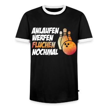 Lancer de lancer des jurons encore drôles bowling - T-shirt contrasté Homme - noir/blanc - Devant - AI Model Female 172 light (172cm) & AI Model Male 178 light (178cm)