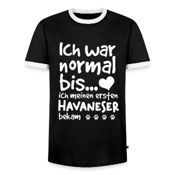 Havaneser Ich War Normal Bis ich meinen ersten - Männer Kontrast-T-Shirt - Schwarz/Weiß - Vorne - AI Model Female 172 light (172cm) & AI Model Male 178 light (178cm)