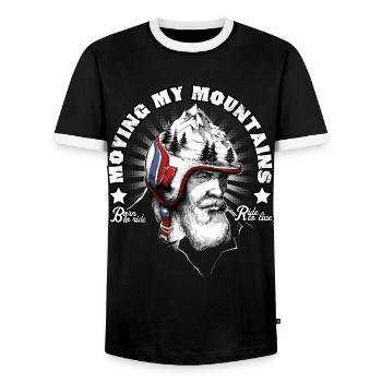 Biker und Berge - Männer Kontrast-T-Shirt - Schwarz/Weiß - Vorne - AI Model Female 172 light (172cm) & AI Model Male 178 light (178cm)