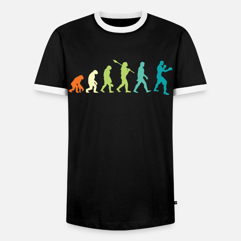 Boxen Boxer Retro Evolution - Männer Kontrast-T-Shirt - Schwarz/Weiß