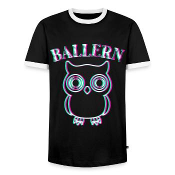 Hardstyle Hardtech Techno Music Festival Party - Men's Ringer Shirt - black/white - Front - AI Model Female 172 light (172cm) & AI Model Male 178 light (178cm)