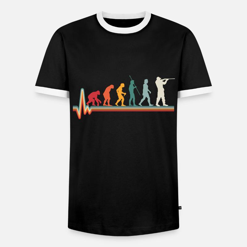 Evolution Heartbeat Hunter Hunting Gift - Men's Ringer Shirt - black/white