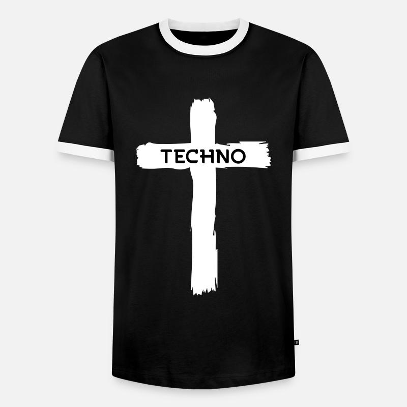 Techno Music Cross - Men's Ringer Shirt - black/white
