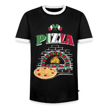 Pizza Pizzabäcker - Männer Kontrast-T-Shirt - Schwarz/Weiß - Vorne - AI Model Female 172 light (172cm) & AI Model Male 178 light (178cm)
