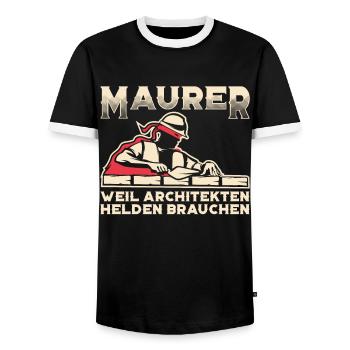 Maurer weil Architekten Helden brauchen - Männer Kontrast-T-Shirt - Schwarz/Weiß - Vorne - AI Model Female 172 light (172cm) & AI Model Male 178 light (178cm)