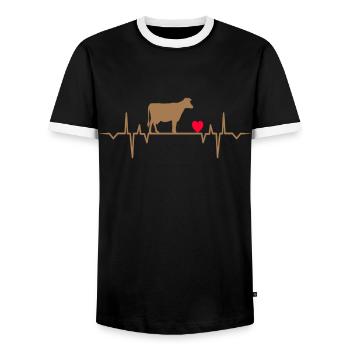 kuh kühe herzschlag herz rind rinder farm bauer - Männer Kontrast-T-Shirt - Schwarz/Weiß - Vorne - AI Model Female 172 light (172cm) & AI Model Male 178 light (178cm)