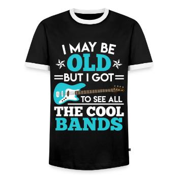 Rentner Spruch Rockmusik Musiker Gitarrist Gitarre - Männer Kontrast-T-Shirt - Schwarz/Weiß - Vorne - AI Model Female 172 light (172cm) & AI Model Male 178 light (178cm)