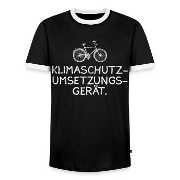 Klimawandel | Klimaschutzumsetzungsgerät - Männer Kontrast-T-Shirt - Schwarz/Weiß - Vorne - AI Model Female 172 light (172cm) & AI Model Male 178 light (178cm)