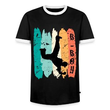 B-Boy Breakdancer Street Art Urban Danse Hip Hop - T-shirt contrasté Homme - noir/blanc - Devant - AI Model Female 172 light (172cm) & AI Model Male 178 light (178cm)