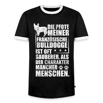 Französische Bulldogge lustige Geschenkideen - Männer Kontrast-T-Shirt - Schwarz/Weiß - Vorne - AI Model Female 172 light (172cm) & AI Model Male 178 light (178cm)