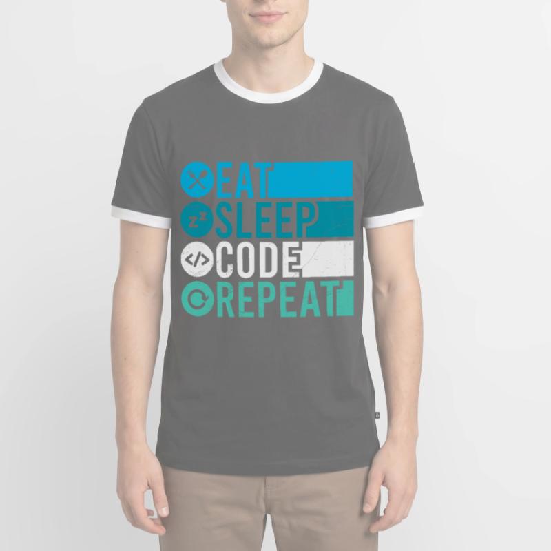 Eat Sleep Code Repeat Programmer Software Men's Ringer Shirt