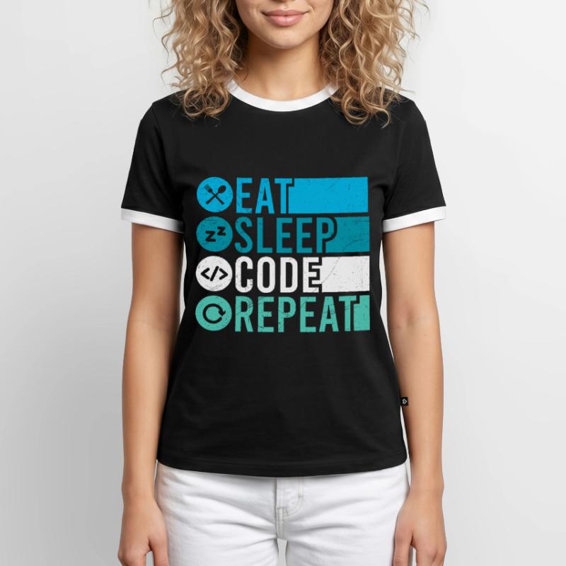 Eat Sleep Code Repeat Programmer Software Men's Ringer Shirt