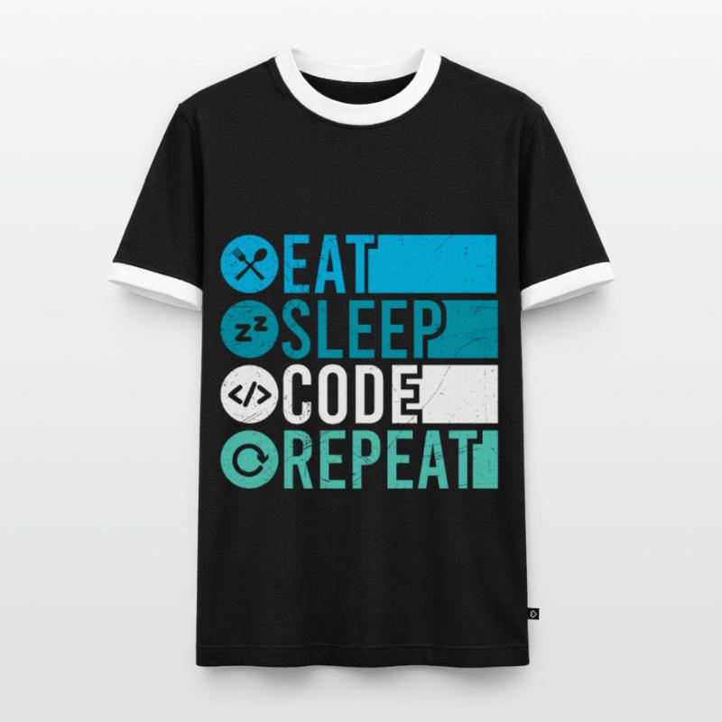 Eat Sleep Code Repeat Programmer Software Men's Ringer Shirt