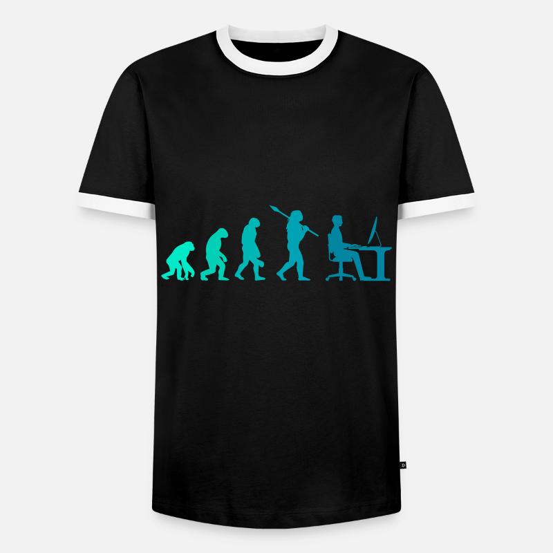 Programmierer Evolution Schreibtisch Büro Geschenk - Männer Kontrast-T-Shirt - Schwarz/Weiß