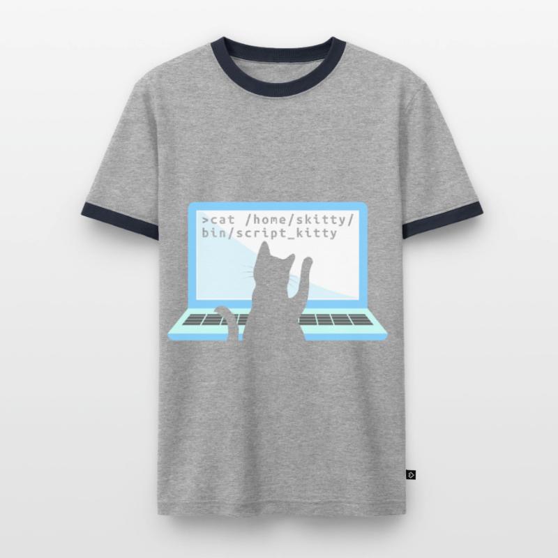 Katze als Programmierer Coder Katzenbesitzer Männer Kontrast-T-Shirt