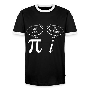 Pi Get Real i be rational mathematician joke - Men's Ringer Shirt - black/white - Front - AI Model Female 172 light (172cm) & AI Model Male 178 light (178cm)