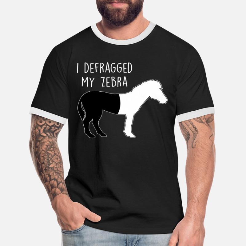 I defragged my Zebra Coder Computer Scientist Hacker Men's Ringer Shirt