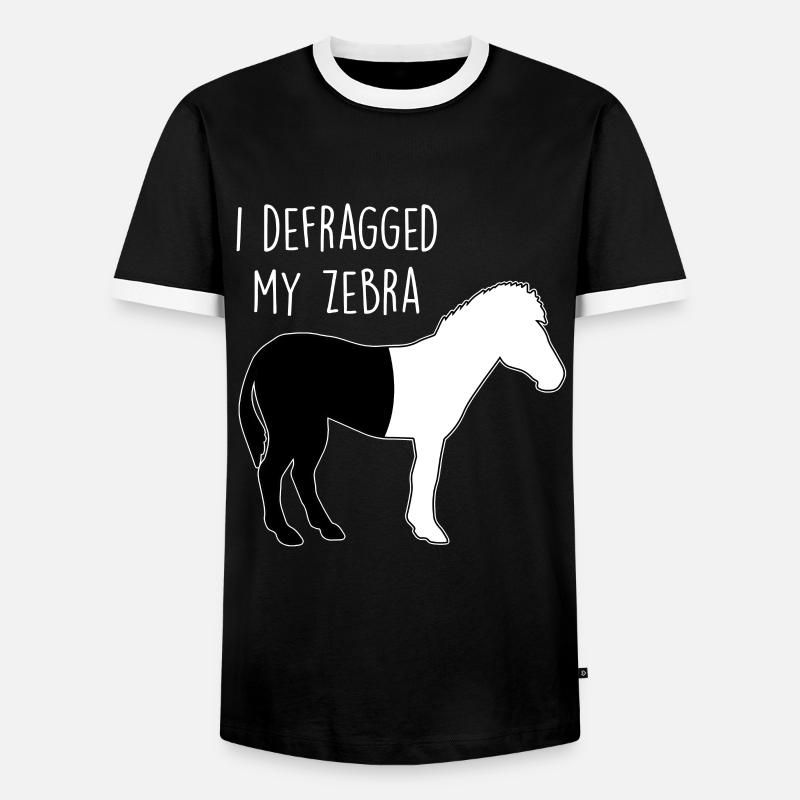 I defragged my Zebra Coder Computer Scientist Hacker - Men's Ringer Shirt - black/white