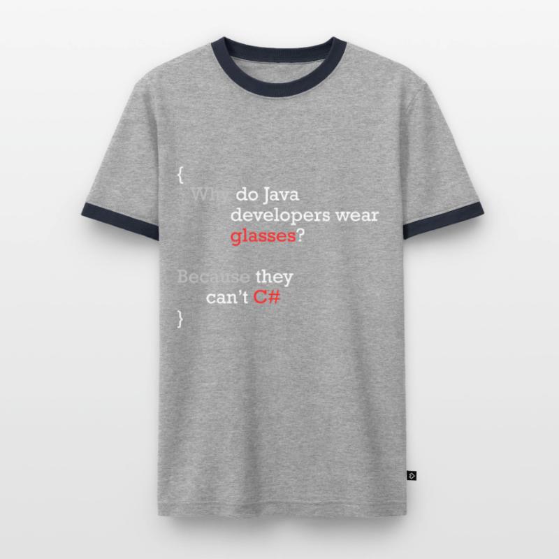 C# Programmer Joke Coder C Sharp Men's Ringer Shirt