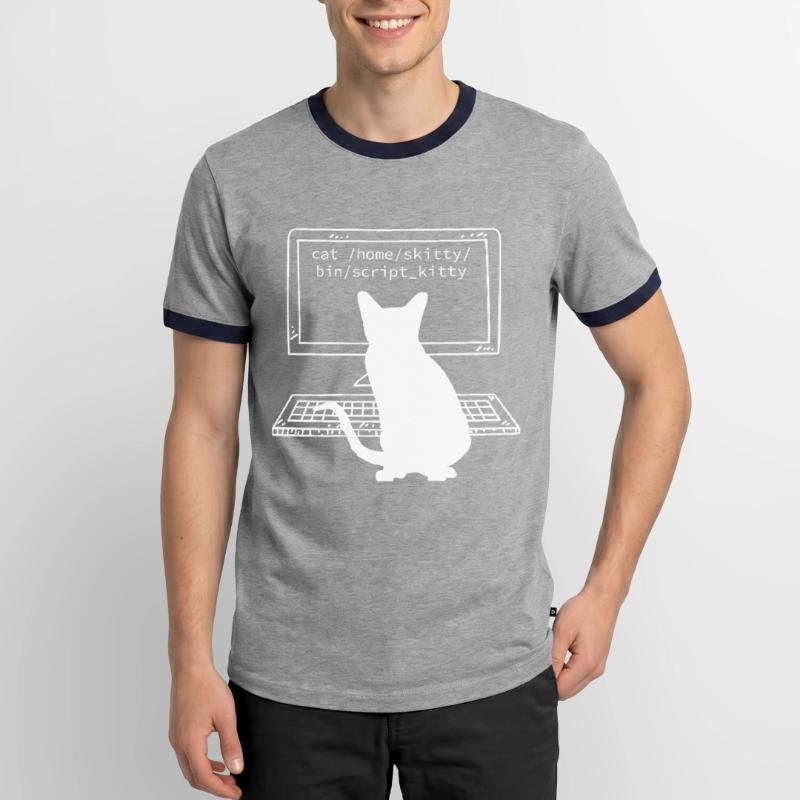 Programmierer Coder Informatiker Spaß Katzen Männer Kontrast-T-Shirt