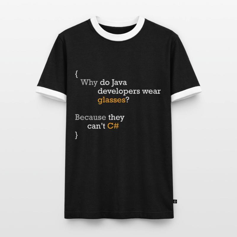 C# Code Joke Programmer Hacker C Sharp Coder Men's Ringer Shirt