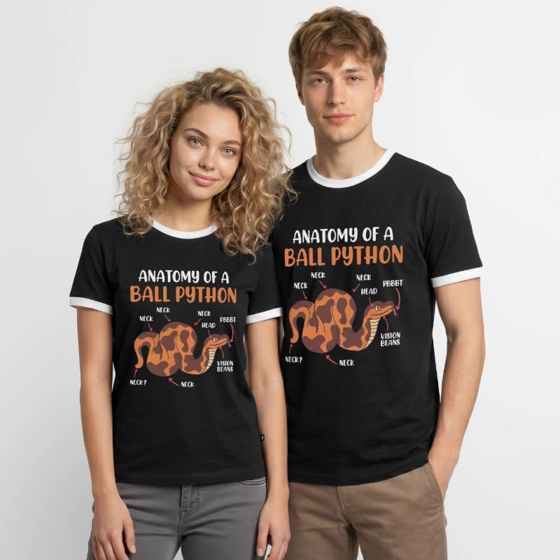 Schlangen Anotomie einer Königspython Ball Python Männer Kontrast-T-Shirt