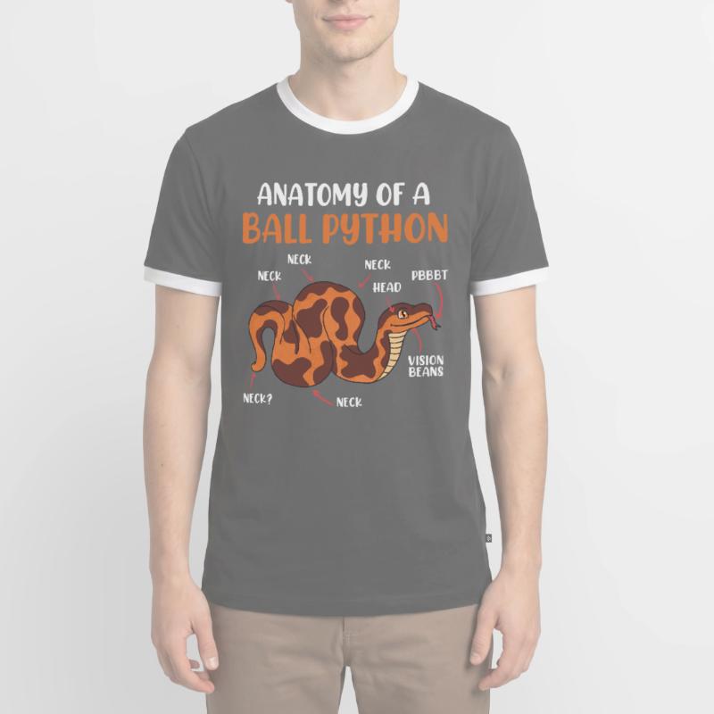 Schlangen Anotomie einer Königspython Ball Python Männer Kontrast-T-Shirt