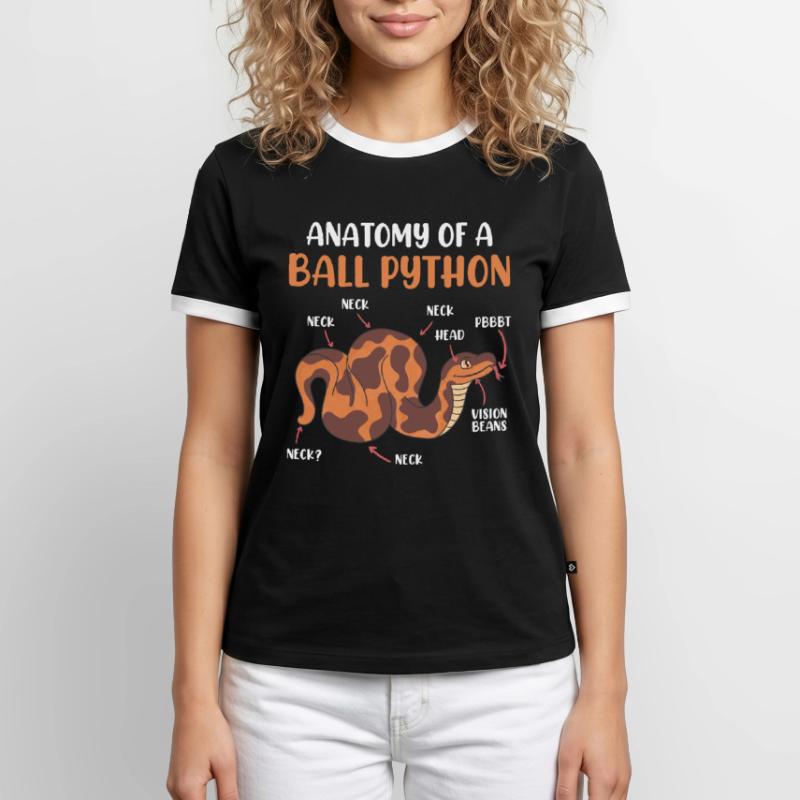 Schlangen Anotomie einer Königspython Ball Python Männer Kontrast-T-Shirt