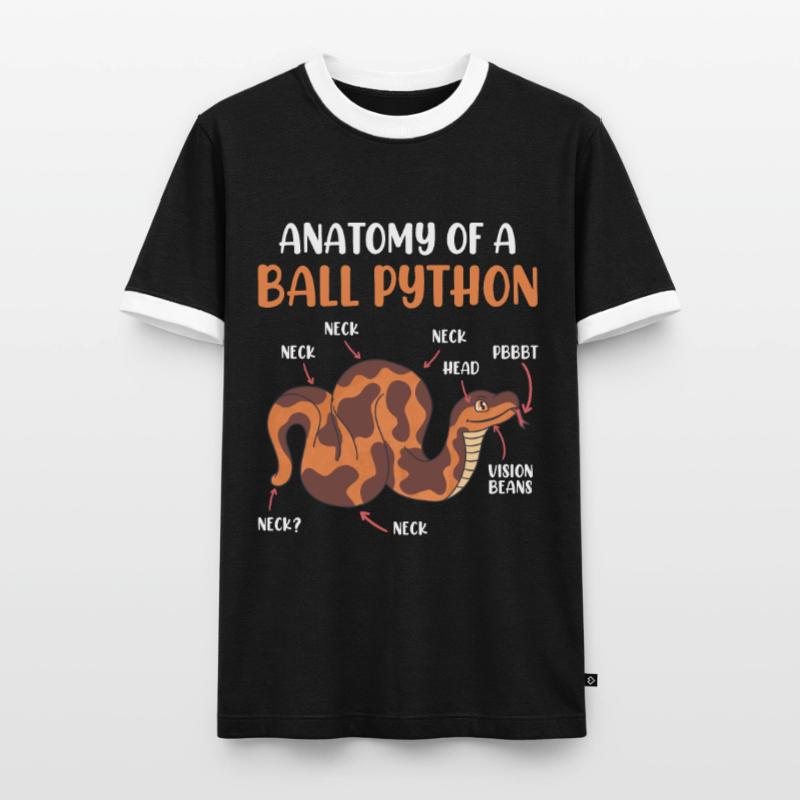 Schlangen Anotomie einer Königspython Ball Python Männer Kontrast-T-Shirt