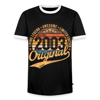 18e anniversaire vintage 2003 né en 2003 - T-shirt contrasté Homme - noir/blanc - Devant - AI Model Female 172 light (172cm) & AI Model Male 178 light (178cm)