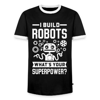 Robotic Robot Gift Engineer Machine Cyborg - Men's Ringer Shirt - black/white - Front - AI Model Female 172 light (172cm) & AI Model Male 178 light (178cm)