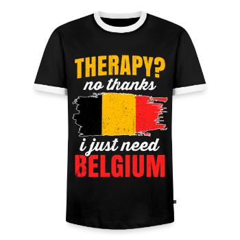Belgien - Männer Kontrast-T-Shirt - Schwarz/Weiß - Vorne - AI Model Female 172 light (172cm) & AI Model Male 178 light (178cm)