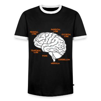 Medical Studies Anatomy of a Brain Doctor - Men's Ringer Shirt - black/white - Front - AI Model Female 172 light (172cm) & AI Model Male 178 light (178cm)