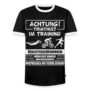 Lustiges Triathlon Triathlet Sprüche Geschenk - Männer Kontrast-T-Shirt - Schwarz/Weiß - Vorne - AI Model Female 172 light (172cm) & AI Model Male 178 light (178cm)