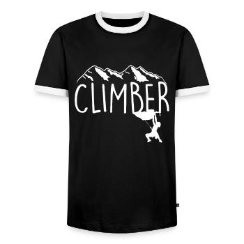 Climbing Rock climbing Climbers Climbing - Men's Ringer Shirt - black/white - Front - AI Model Female 172 light (172cm) & AI Model Male 178 light (178cm)