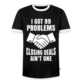Immobilier Tshirt agent immobilier agent immobilier - T-shirt contrasté Homme - noir/blanc - Devant - AI Model Female 172 light (172cm) & AI Model Male 178 light (178cm)